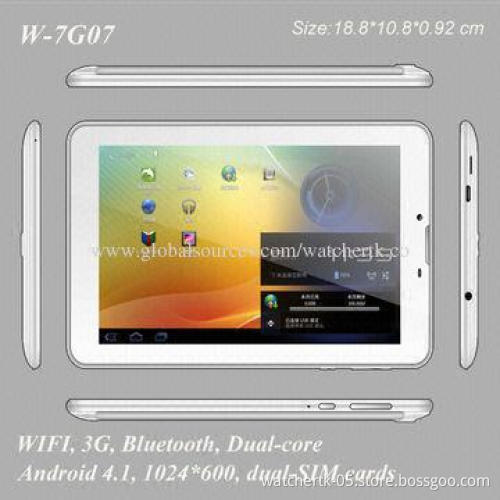 7-inch 3G Tablet PC with Dual Core CPU, Supports GPS